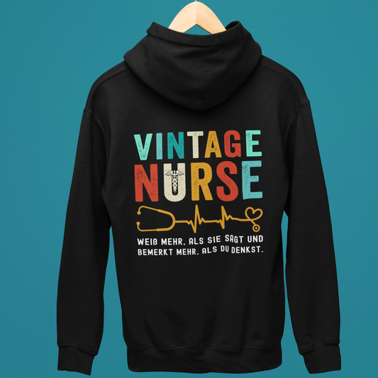 Vintage Nurse - Rückendruck Premium Hoodie