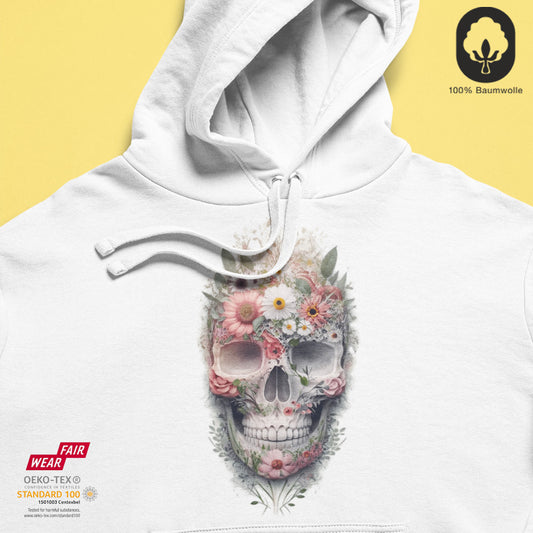 Blossum Skull - BioBlend Hoodie: Mode mit Mehrwert (organische Baumwolle)