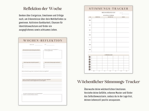 Geschenk: Stimmungs Tracker für Selbstfürsorge | Selfcare Therapie Journal