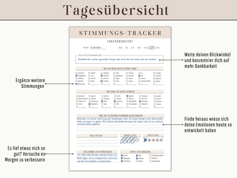 Geschenk: Stimmungs Tracker für Selbstfürsorge | Selfcare Therapie Journal