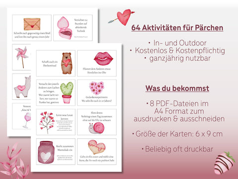 Geschenk: 64 Aktivitäten für Paare | Pärchenspiel zum Jahrestag